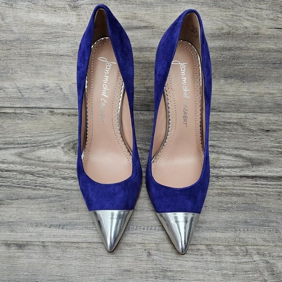 JEAN-MICHEL Eris CAZABAT Suede Metallic Pointed-Toe Pumps - Picture 10 of 12